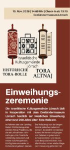 Flyer Einweihungszeremonie Tora-Rolle, 15. November 2026, Lörrach